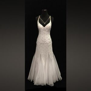 First Frost Ballroom White Smooth Or Bridal Gown w/ AB Swarovski